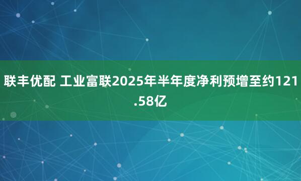 联丰优配 工业富联2025年半年度净利预增至约121.58亿