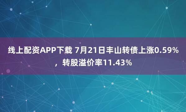 线上配资APP下载 7月21日丰山转债上涨0.59%，转股溢价率11.43%